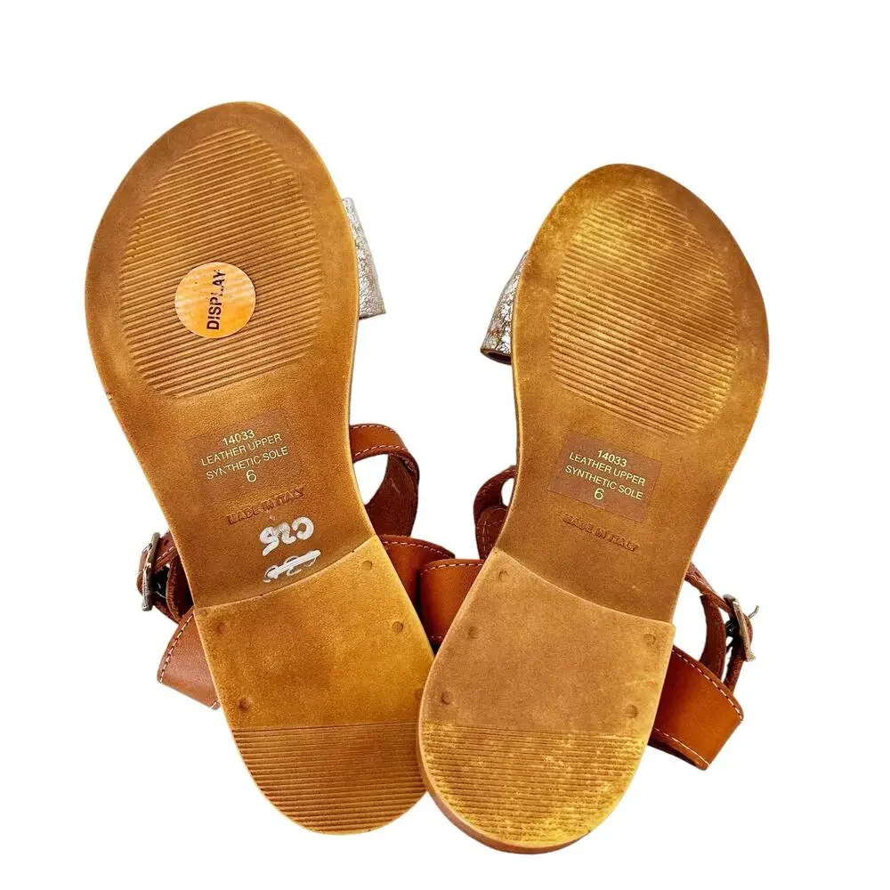 Niccolo Vacari Silver Leather Sandals Sz 6
